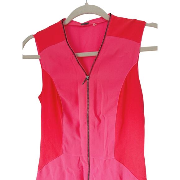 Elie Tahari Colorblock Zipper Sleeveless Mini Dress Pink 0 Feminine Career Bold - Picture 4 of 10